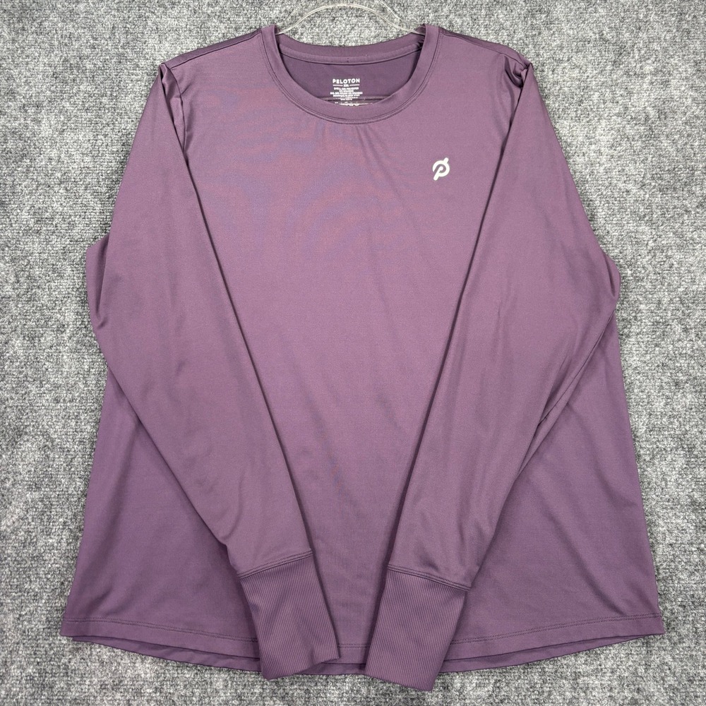 Peloton Women XXL Long Sleeve Activewear Top Plum Purple Thumbholes Athletic TEE